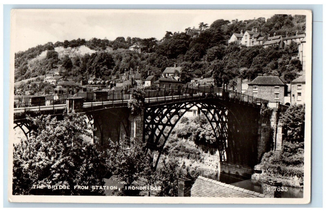 c1950's Bridge View From Station Village Ironbridge England RPPC Photo Postcard