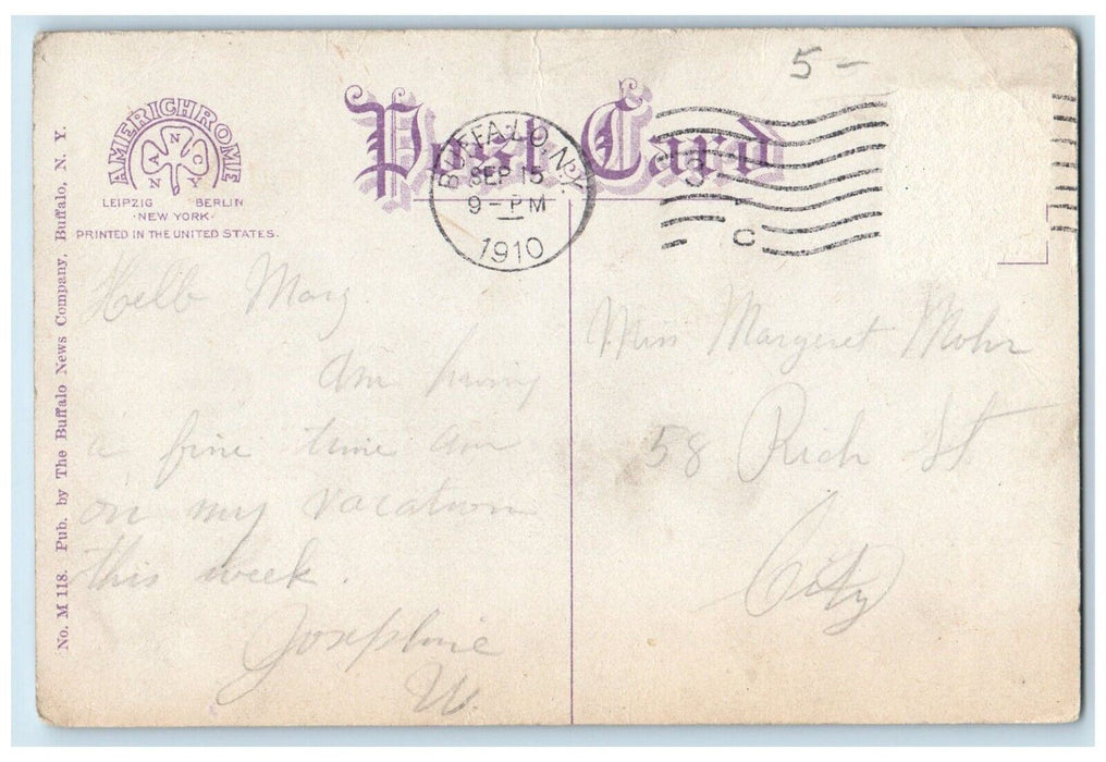 1910 Main Street on a Busy Day Crowd Streetcars Buffalo New York NY Postcard