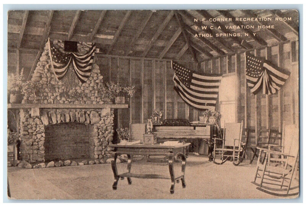 c1910 Corner Recreation Room Vacation Home Athol Springs New York NY Postcard