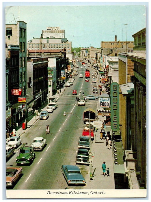 c1960 Birds Eye View Cars Downtown Kitchener Ontario Canada CA Vintage Postcard