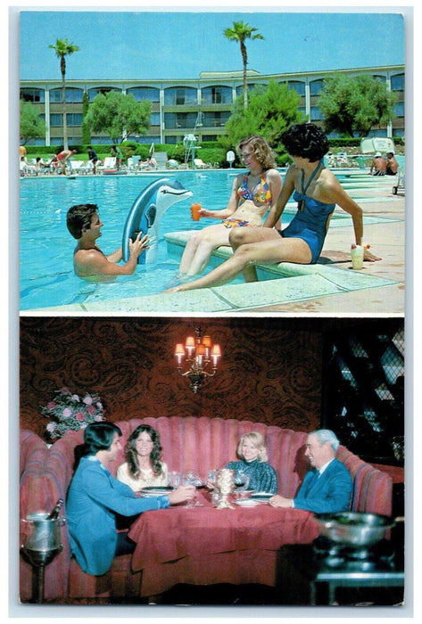 c1950's Multiview Frontier Hotel Swimsuit Girls Nevada Las Vegas NV Postcard