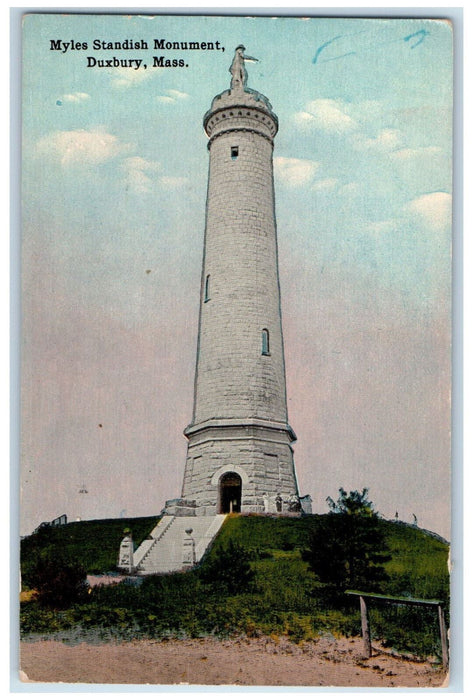 1916 Myles Standish Monument Duxbury Massachusetts MA Antique Postcard