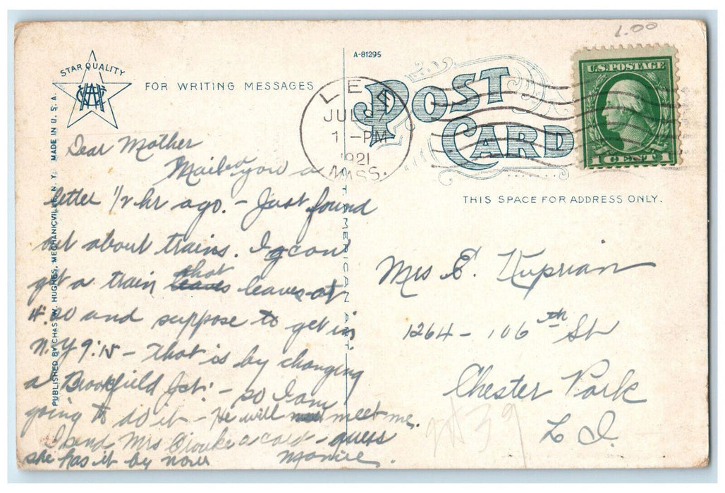 1921 Houses View Bear Mountains Lee Massachusetts MA Posted Antique Postcard