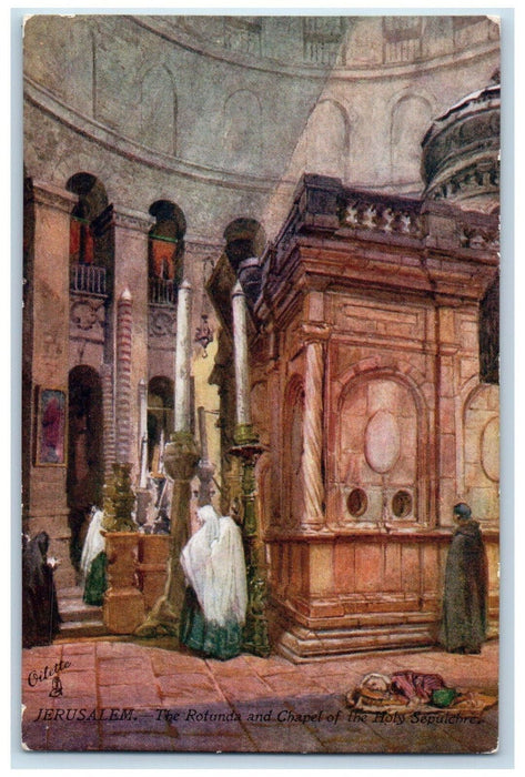 c1910 The Rotunda and Chapel of the Holy Sepulchre Oilette Tuck Art Postcard