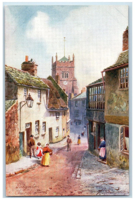 c1910 Paignton Church Street Devon England Oilette Tuck Art Antique Postcard