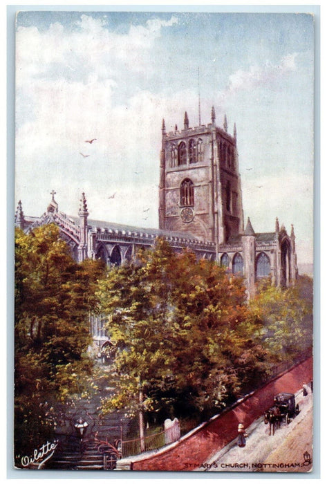 c1910 St. Mary's Church Nottingham England Oilette Tuck Art Postcard