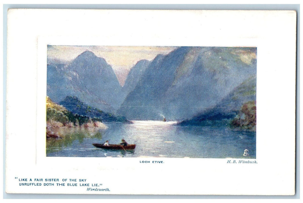 c1910 Loch Etive Boat Canoeing Mountain Scene Oilette Tuck Art Postcard