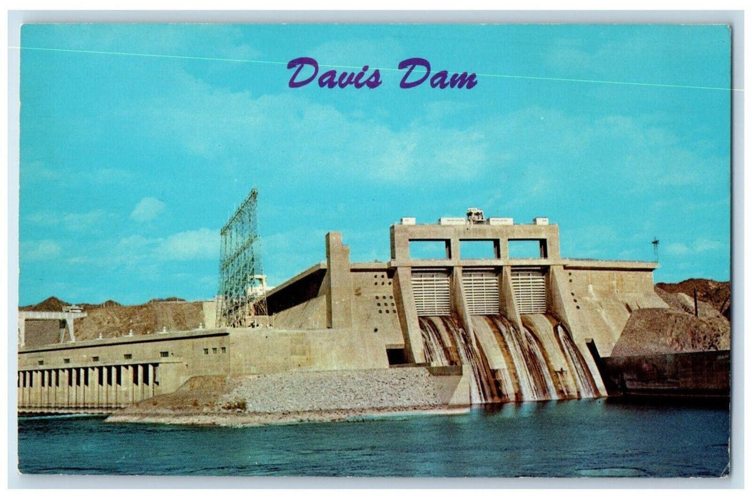 Davis Dam And Generators Mighty Colorado River Arizona Nevada Border Postcard