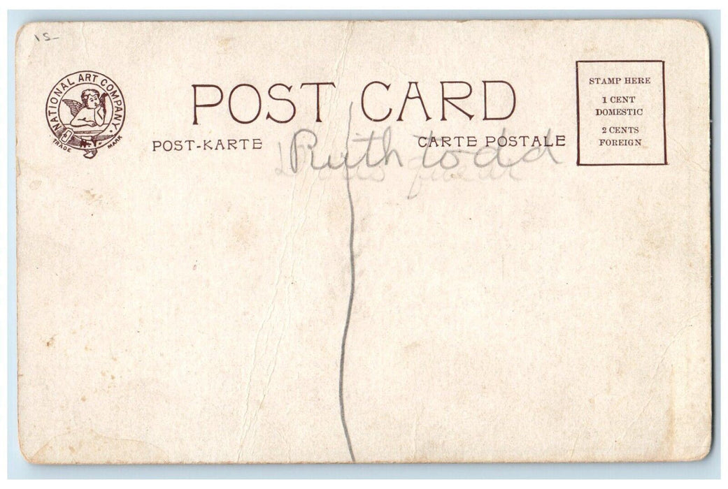 c1910's Christmas Season Greetings Victorian Girl Handwarmer Antique Postcard