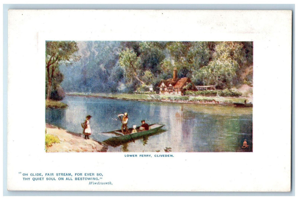 c1910 Lower Ferry Cliveden Woods Up The River England Oilette Tuck Art Postcard