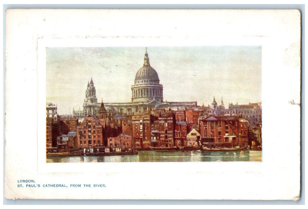 c1910 St. Paul's Cathedral From River London England Oilette Tuck Art Postcard