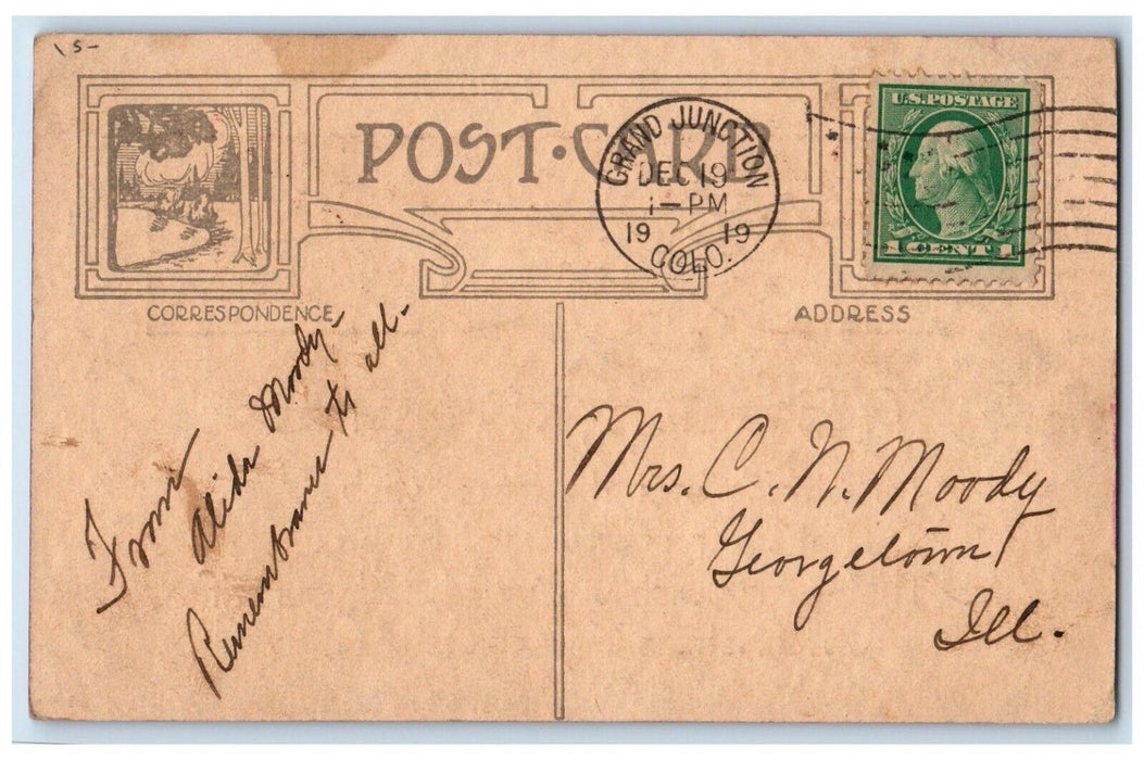 1919 Christmas Greetings Arts And Craft Grand Junction Colorado CO Postcard
