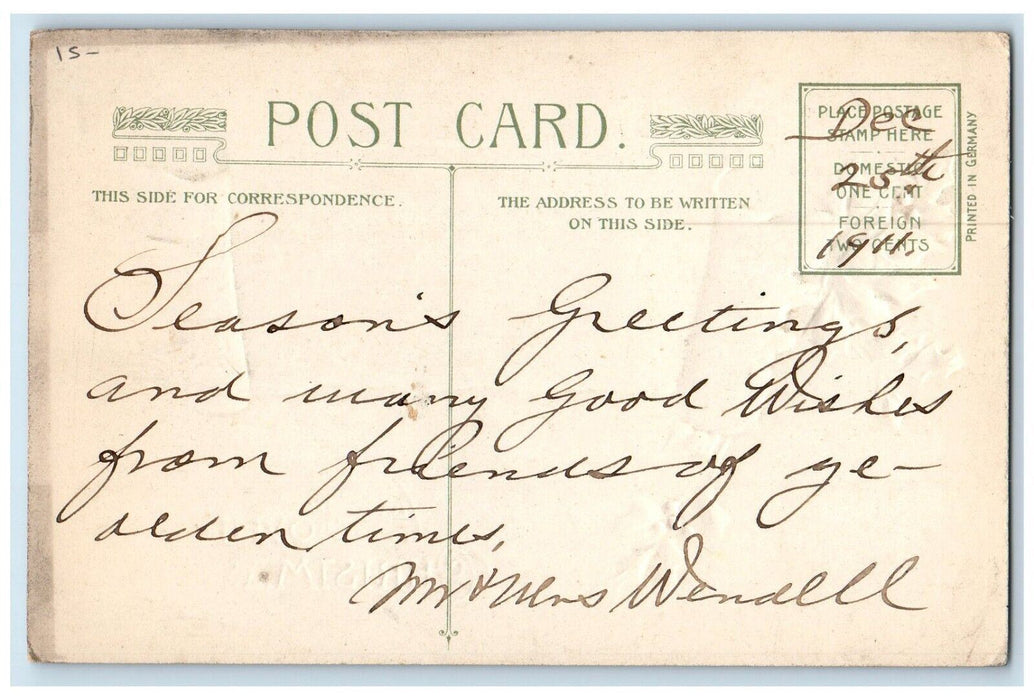 c1910's Christmas Reindeer In Forest Winter Snow John Winsch Embossed Postcard