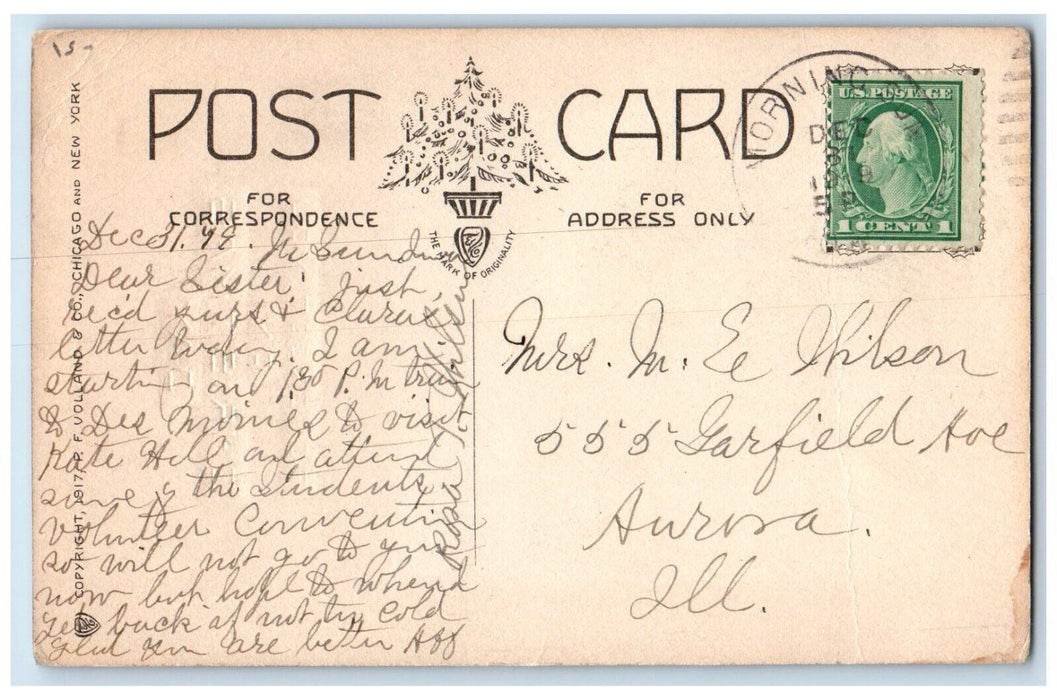 c1910's Christmas Arts And Craft House Trees Winter Snow Morning Sun IA Postcard