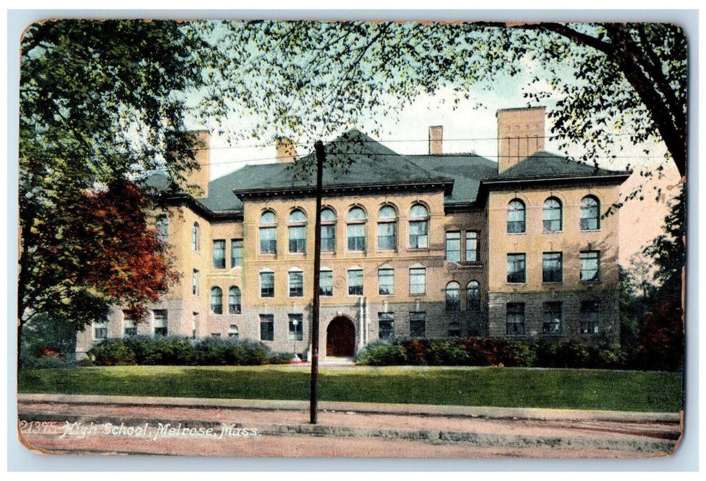 c1910 High School Entrance Melrose Massachusetts MA Antique Postcard