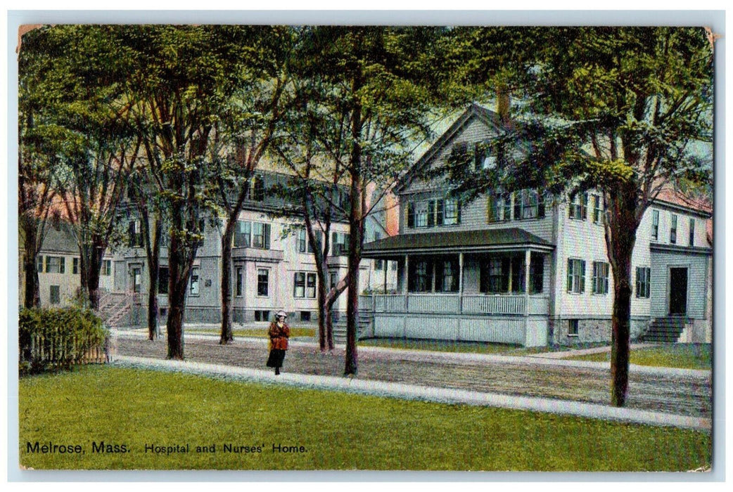 1908 Hospital and Nurses Home Melrose Massachusetts MA Antique Postcard