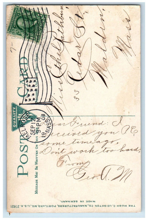 1908 Hospital and Nurses Home Melrose Massachusetts MA Antique Postcard