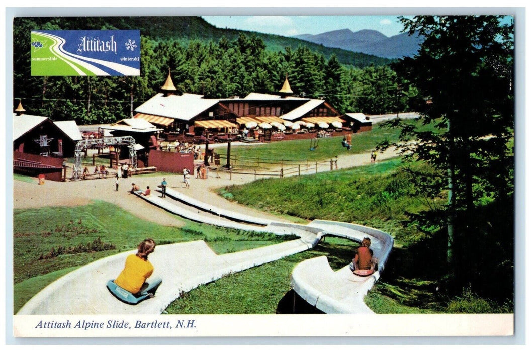 Attitash Alpine slide Children Playground Barlett New Hampshire NH Postcard