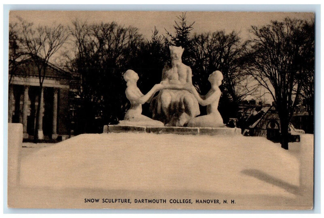c1940's Snow Sculpture Dartmouth College Hanover New Hampshire NH Postcard