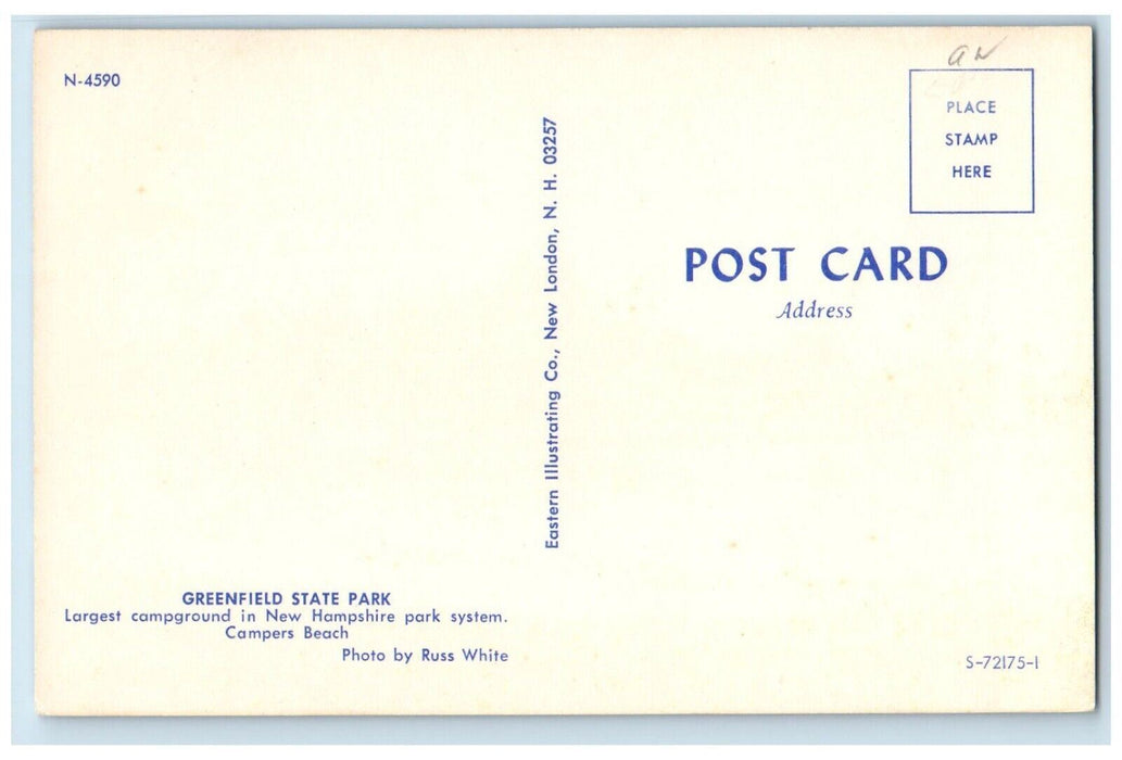 c1960's Greenfield State Park System Campers Beach New Hampshire NH Postcard