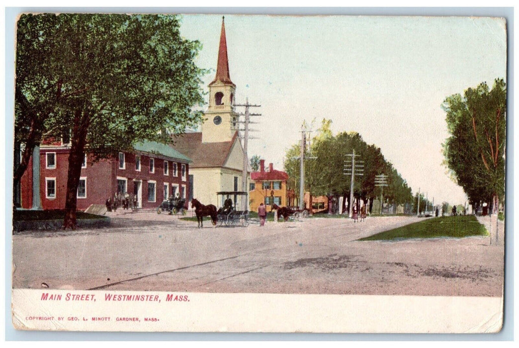 c1910's Main Street Horse Carriage Westminster Massachusetts MA Antique Postcard