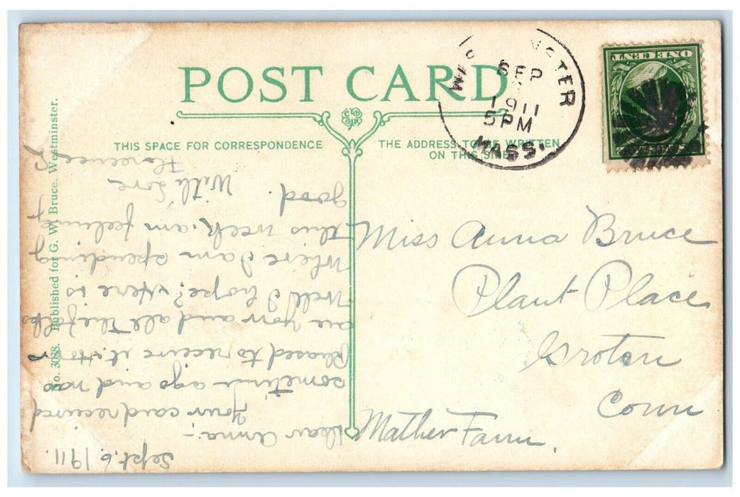 1911 Street View Of Westminster MA, Horse Carriage Dirt Road Antique Postcard