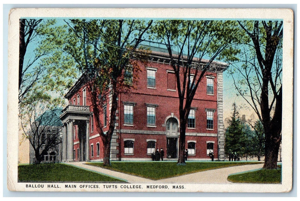c1920's Ballou Hall Main Offices Tufts College Medford Massachusetts MA Postcard
