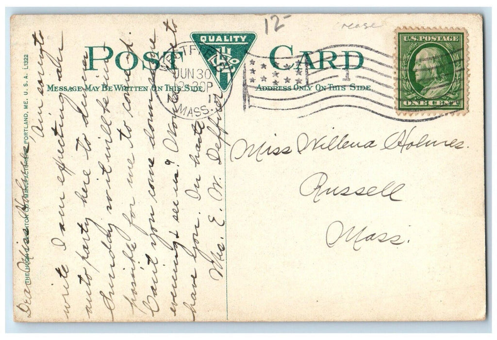 1911 Y. M. C. A. Building And Central Baptist Church Westfield MA Postcard