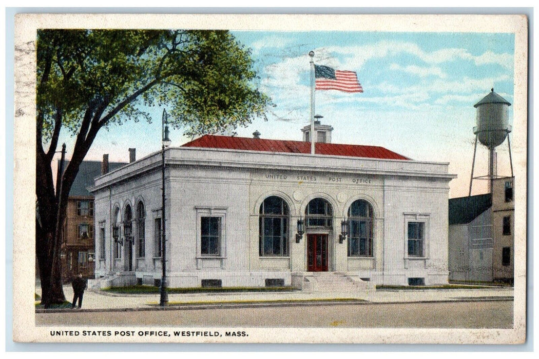 1917 United States Post Office Water Tower Westfield Massachusetts MA Postcard