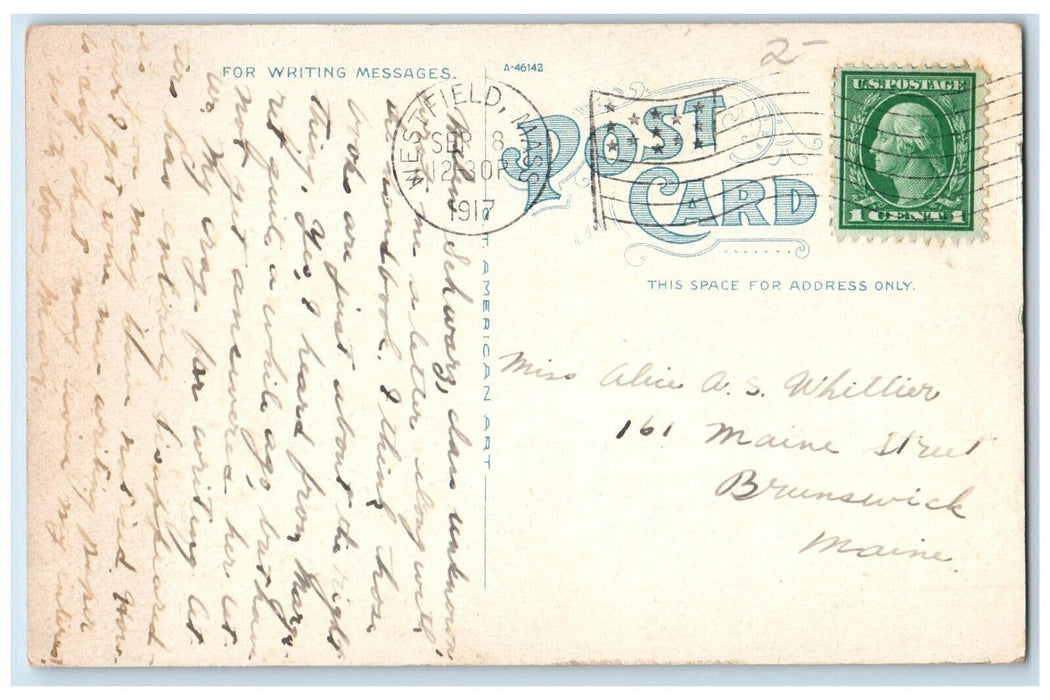 1917 United States Post Office Water Tower Westfield Massachusetts MA Postcard