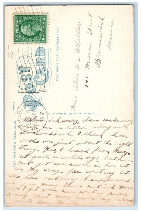 1917 United States Post Office Water Tower Westfield Massachusetts MA Postcard