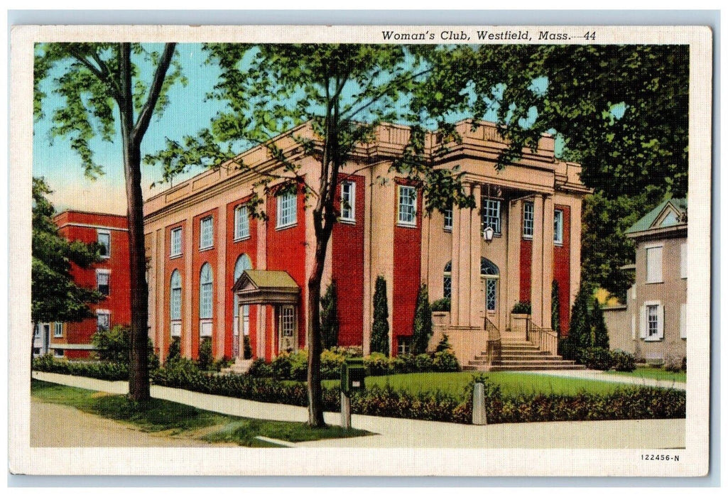 c1930's Womens Club Building Westfield Massachusetts MA Vintage Postcard