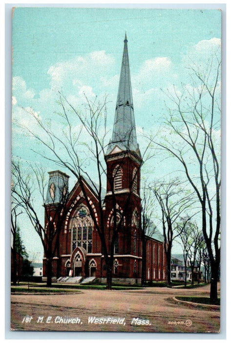 1909 M. E. Church Dirt Road Westfield Massachusetts MA Posted Antique Postcard
