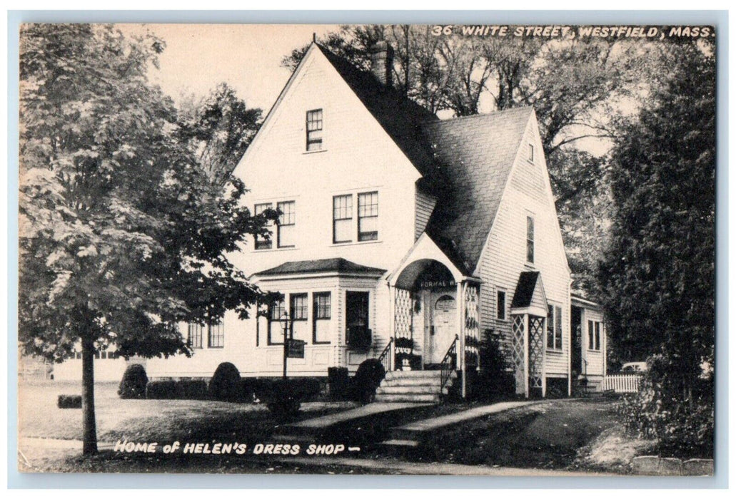 White Street Home Of Helen's Dress Shop Westfield Massachusetts MA Postcard