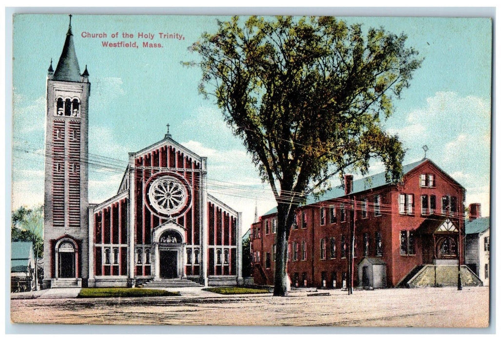 c1910's Church Of The Holy Trinity Westfield Massachusetts MA Antique Postcard