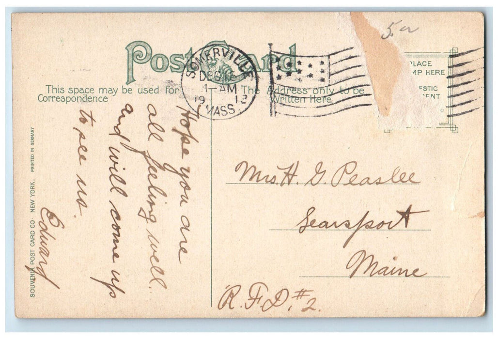 1912 Robertson Hall Tufts College Medford Massachusetts MA Antique Postcard