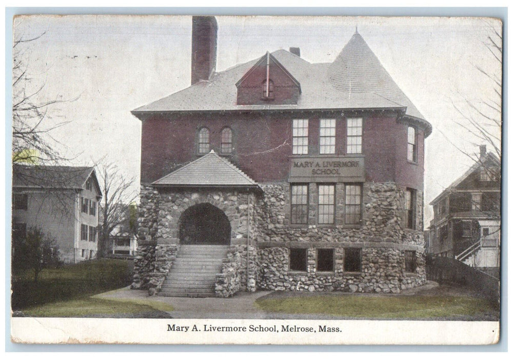 1931 Mary A. Livermore School Melrose Massachusetts MA Antique Postcard