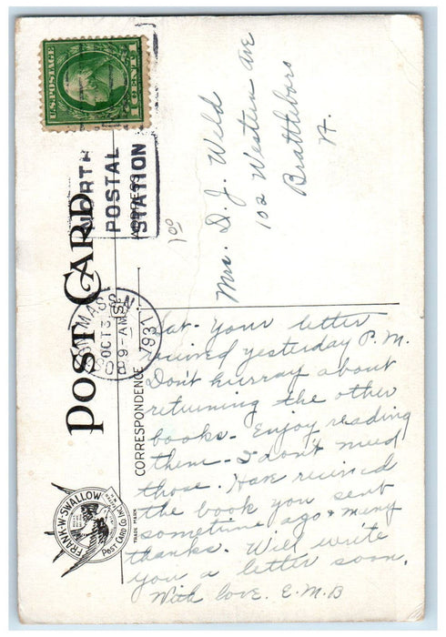 1931 Mary A. Livermore School Melrose Massachusetts MA Antique Postcard