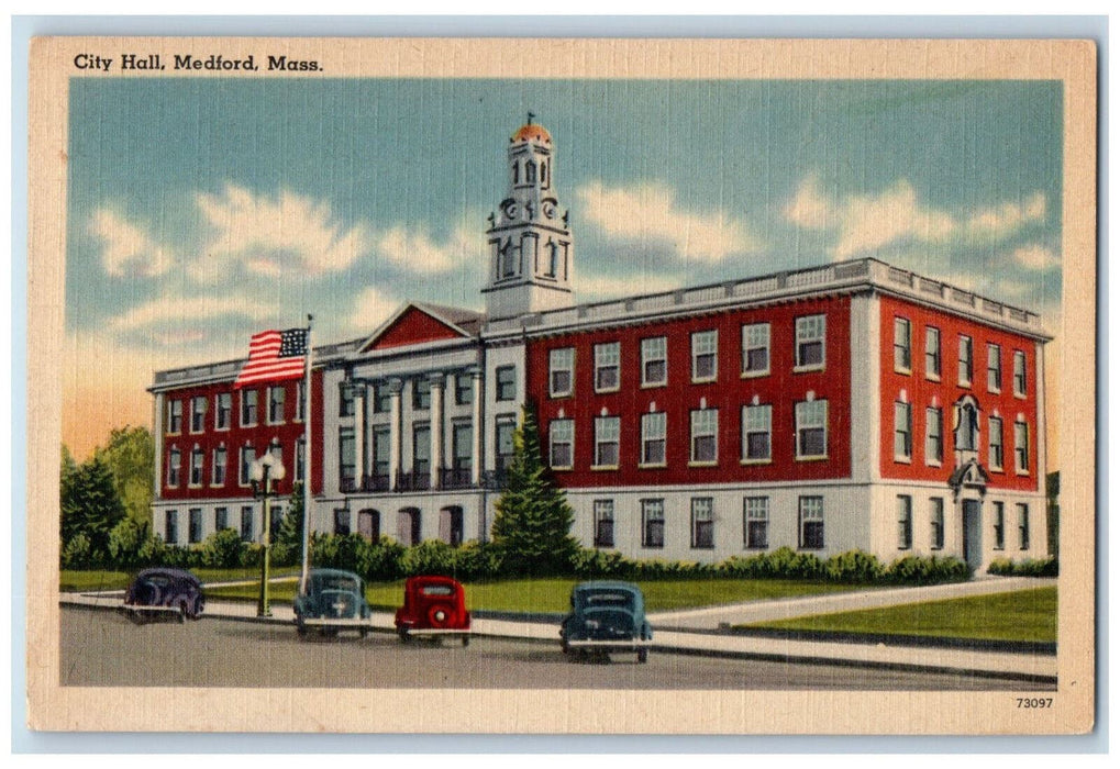 c1940's City Hall, Entrance View Melrose Massachusetts MA Vintage Postcard