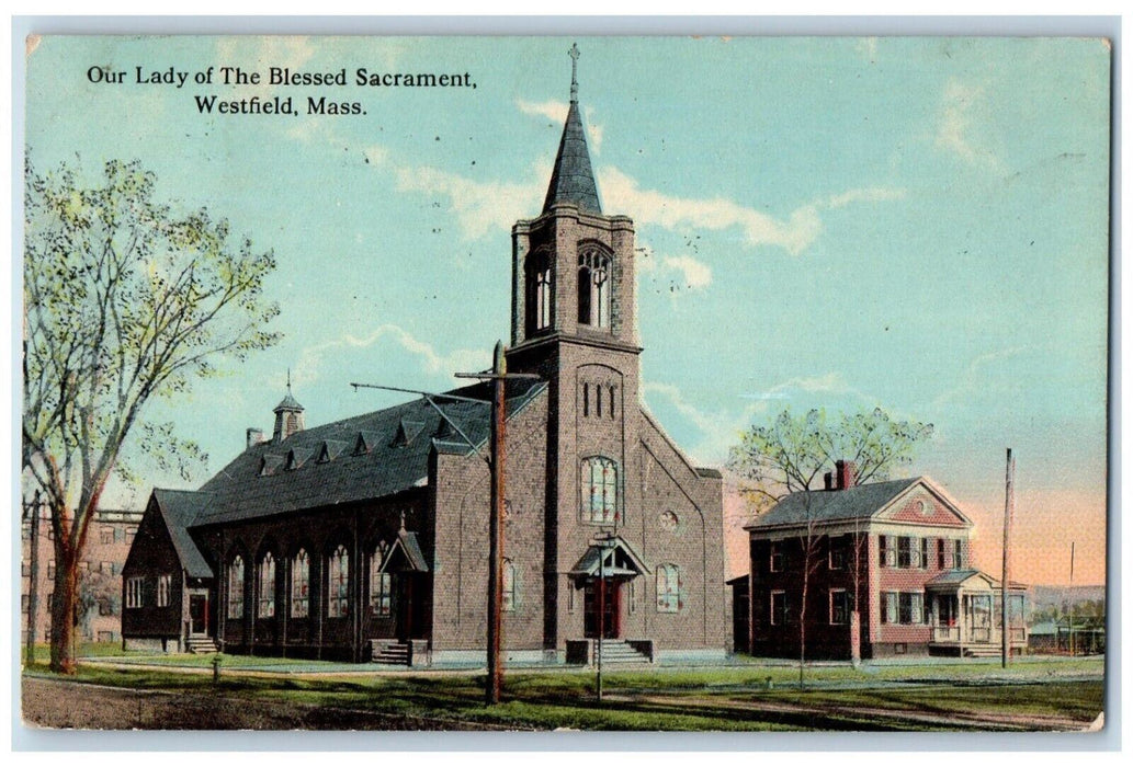 1913 Our Lady Of The Blessed Sacrament Westfield Massachusetts MA Postcard