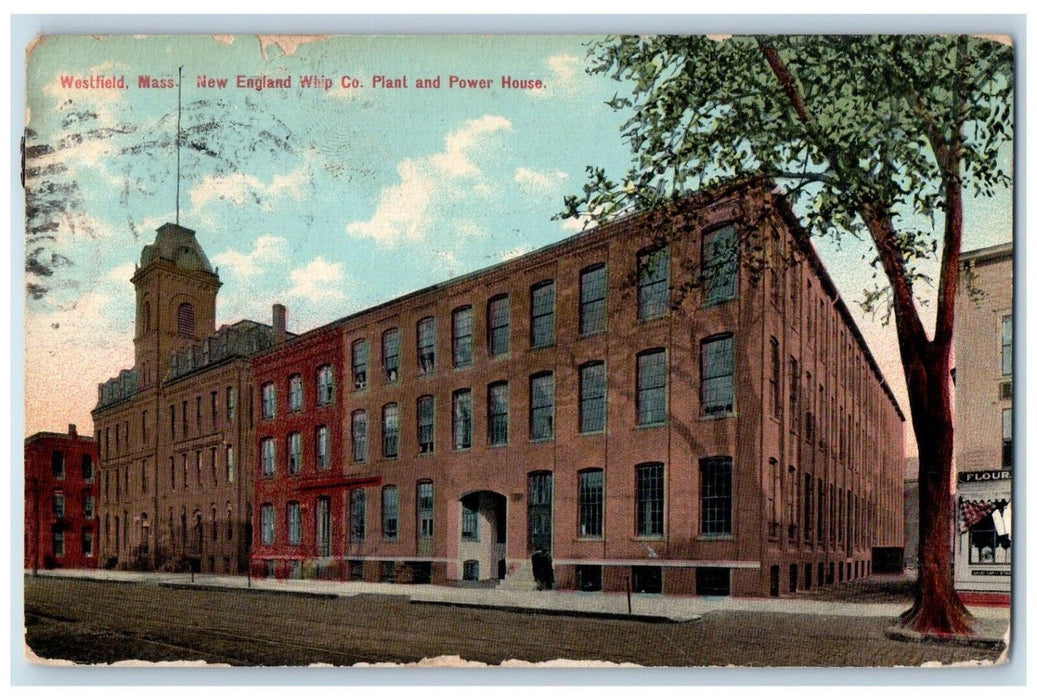 1910 New England Whip Co. Plant And Power House Westfield MA Antique Postcard