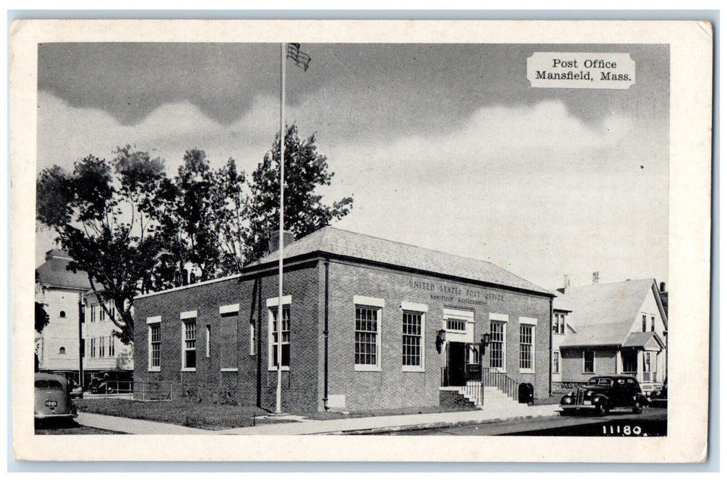 c1940's Post Office Mansfield Massachusetts MA Vintage Unposted Postcard