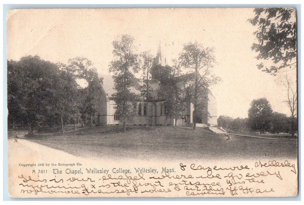 1905 The Chapel Wellesley College Wellesley Massachusetts MA Rotograph Postcard