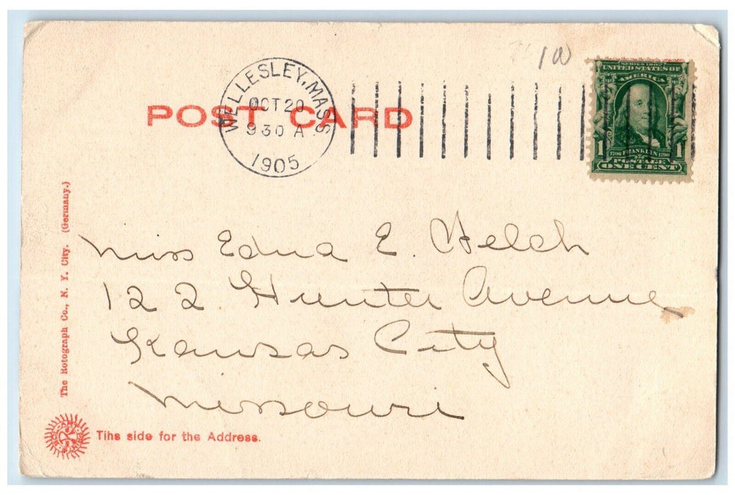 1905 The Chapel Wellesley College Wellesley Massachusetts MA Rotograph Postcard