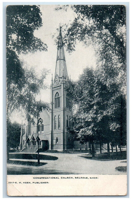 c1905 Congregational Church Melrose Massachusetts MA Unposted Antique Postcard
