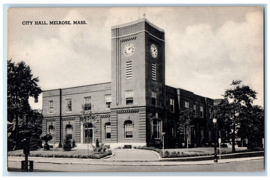 c1910 Tower Clock City Hall Melrose Massachusetts MA Unposted Antique Postcard