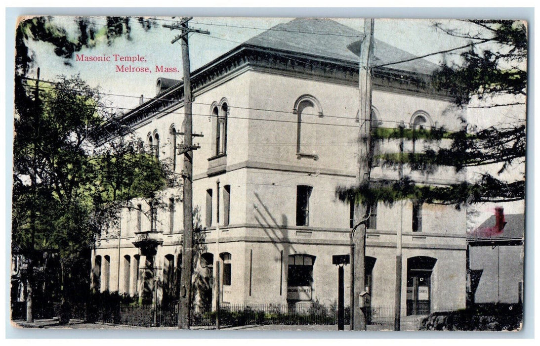 c1910 Masonic Temple Melrose Massachusetts MA Antique Posted Postcard