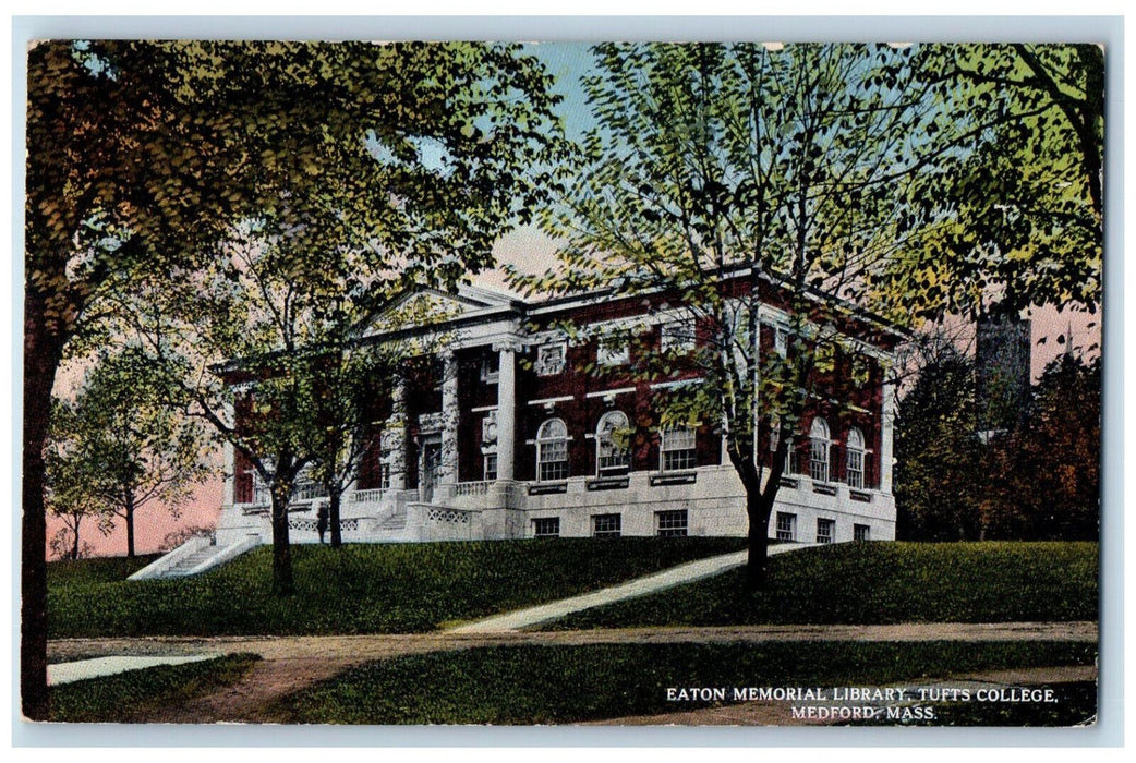 c1910 Eaton Memorial Library Tufts College Medford Massachusetts MA Postcard