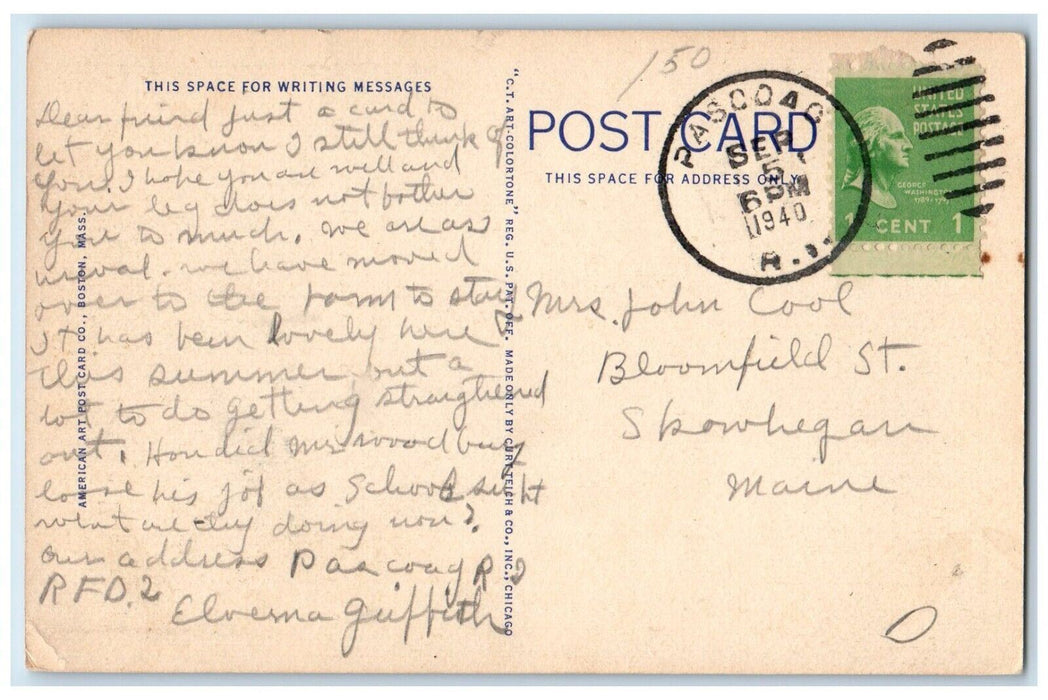 1940 Indian Inn Motel Hotel Lake Webster Massachusetts MA Vintage Postcard