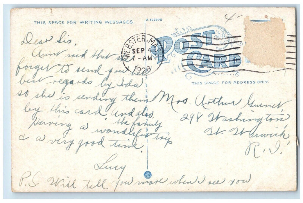 1928 St. Joseph School Street View Webster Massachusetts MA Vintage Postcard